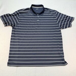 PGA Tour Shirt Mens XXL Striped Polyester Knit Short Sleeve‎ Polo Logo